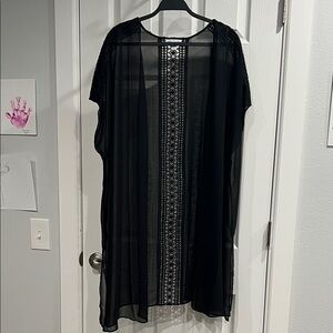 Black Sheer Cover-Up with Lace Detail